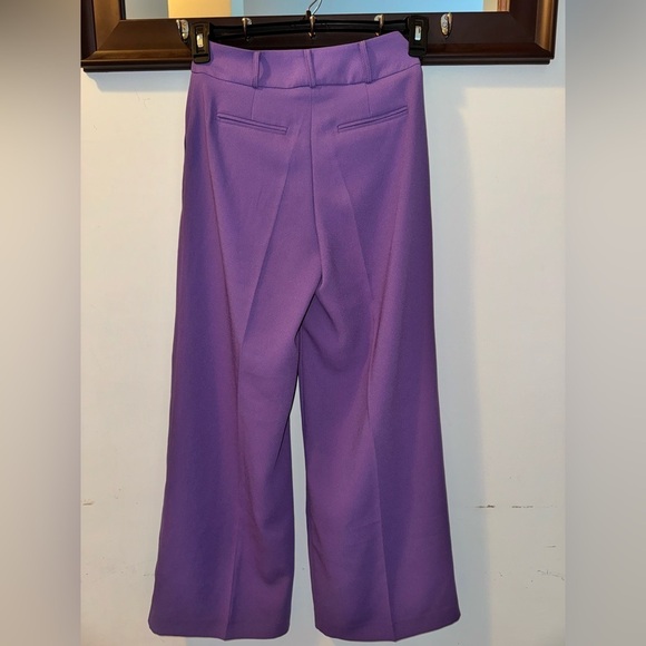 NWT Exquise Anthropologie Wide Leg Trousers In Purple Size XXS Petite - Picture 2 of 6